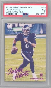 PSA 7 - JALEN HURTS - 2020 Panini Chronicles #201 Luminance Pink - NFL RC Rookie Card - NM