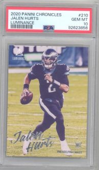 PSA 10 - JALEN HURTS - 2020 Panini Chronicles #201 Luminance - NFL RC Rookie Card - GEM MINT