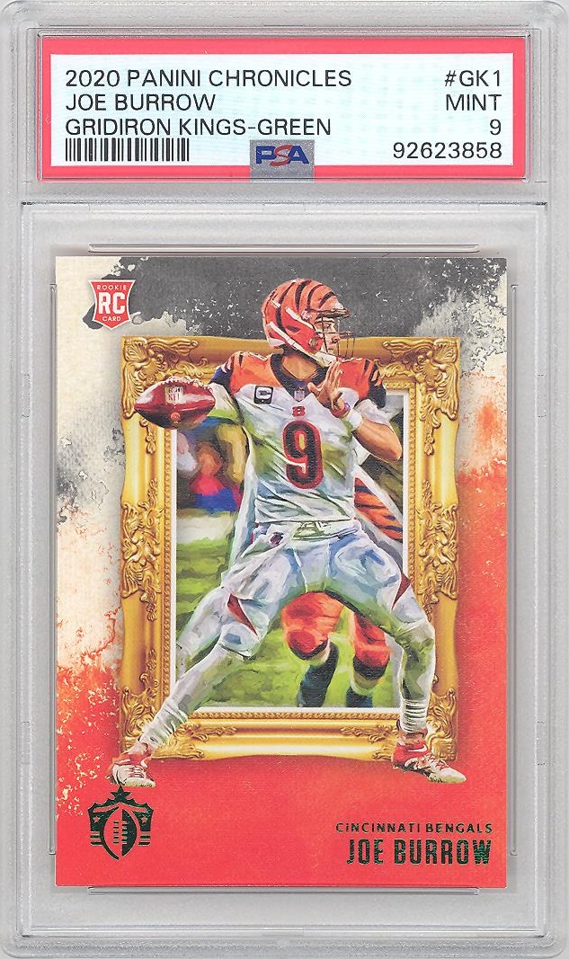 PSA 9 - JOE BURROW - 2020 Panini Chronicles GK-1 Gridiron Kings Green - NFL RC Rookie Card - MINT