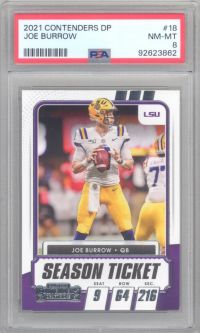PSA 8 - JOE BURROW - 2020 Panini Contenders #18 Season Ticket Draft Picks - NFL RC Rookie Card - NM-