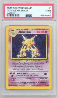 PSA 9 - Pokemon Card - Base 2 Set 1/130 - ALAKAZAM (holo-foil) - MINT