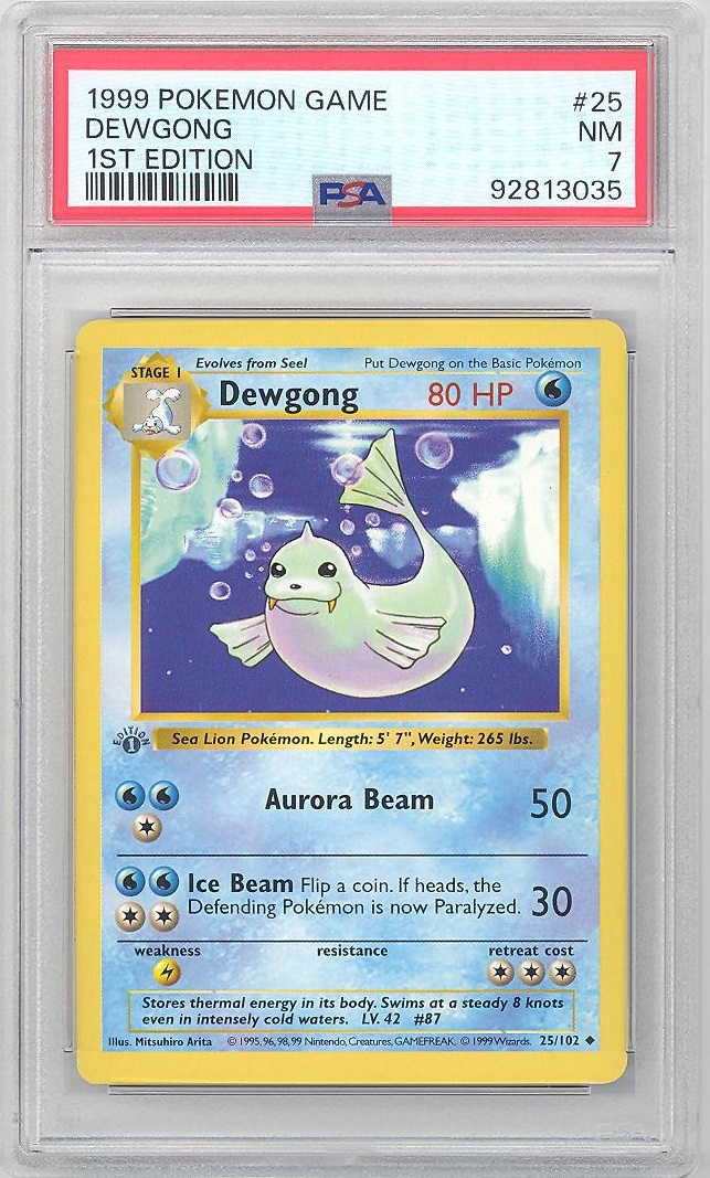 PSA 7 - Pokemon Card - Base 25/102 - DEWGONG (uncommon) *1st