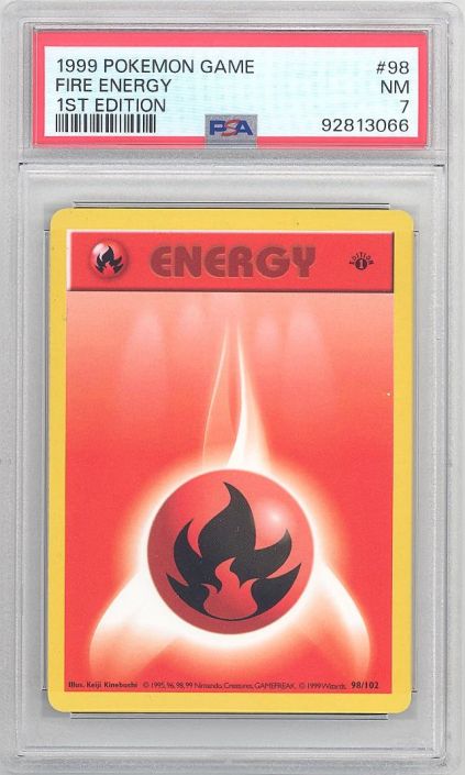 PSA 7 - Pokemon Card - Base 98/102 - FIRE ENERGY (common) *1st Edition* -  NM: BBToyStore.com - Toys, Plush, Trading Cards, Action Figures & Games  online retail store shop sale