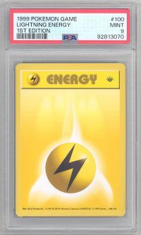 PSA 9 - Pokemon Card - Base 100/102 - LIGHTNING ENERGY (common) *1st Edition* - MINT