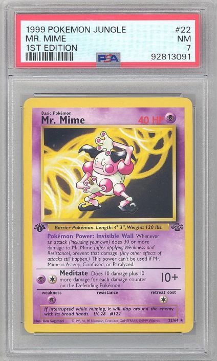 PSA 7 - Pokemon Card - Jungle 22/64 - MR. MIME (rare) *1st