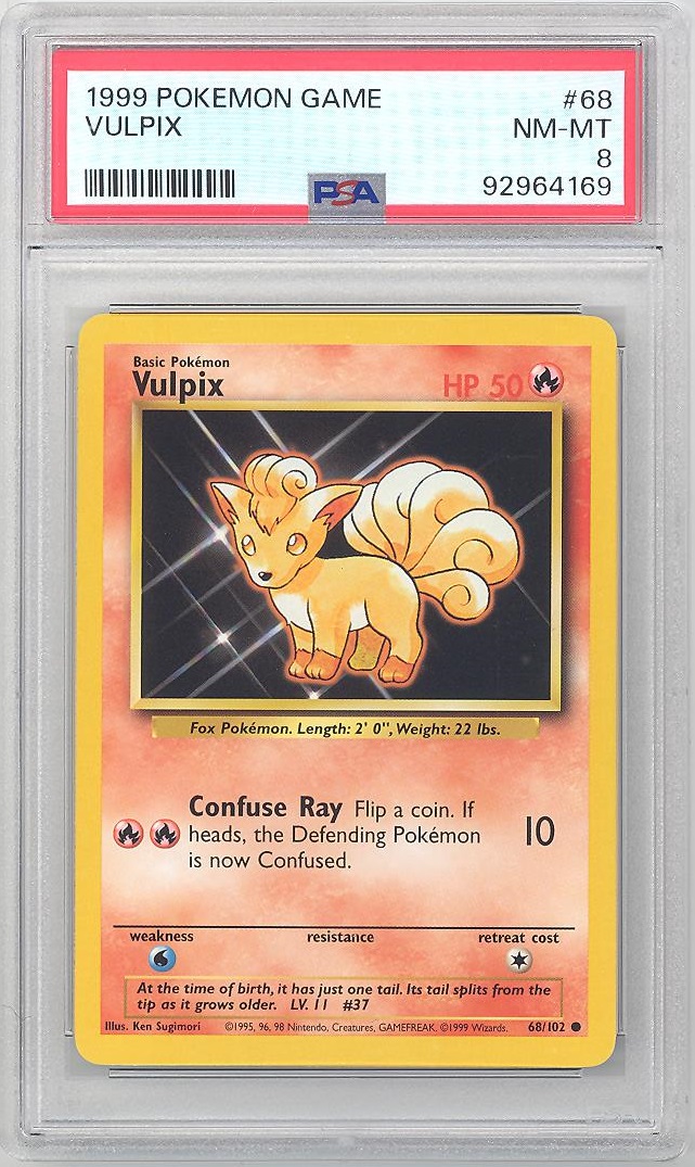 PSA 8 - Pokemon Card - Base 68/102 - VULPIX (common) - NM-MT