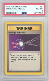 PSA 8 - Pokemon Card - Base 81/102 - ENERGY RETRIEVAL (uncommon) - NM-MT