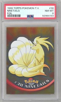 PSA 08 - Pokemon Topps TV Edition 1999 - NINETAILS #38 (Foil) - Blue Label - NM-MT