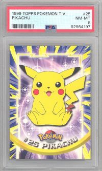 PSA 08 - Pokemon Topps TV Edition 1999 - PIKACHU #25 - Black Label - NM-MT