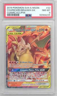 PSA 8 - Pokemon Card - S&M: Cosmic Eclipse 22/236 - CHARIZARD & BRAIXEN GX (full art - holo) - NM-MT PSA 8 - Pokemon Card - S&M: Cosmic Eclipse 22/236 - CHARIZARD & BRAIXEN GX (full art - holo) - NM-MT