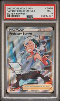 PSA 9 - Pokemon Card - S&S: Silver Tempest TG26/TG30 - PROFESSOR BURNET (Full-Art - holo-foil) - MIN