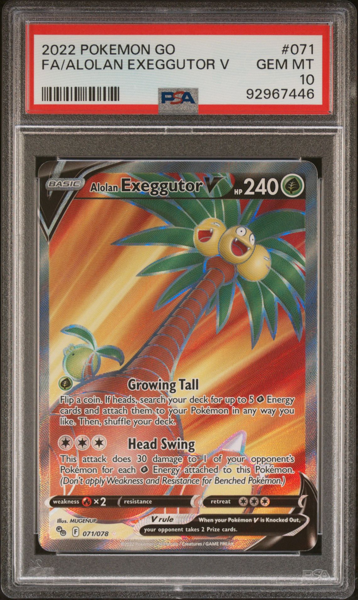PSA 10 - Pokemon Card - Pokemon GO 071/078 - ALOLAN