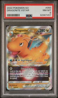 PSA 8 - Pokemon Card - Pokemon GO 050/078 - DRAGONITE VSTAR (holo-foil) - NM-MT