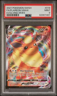 PSA 9 - Pokemon Card - S&S: Evolving Skies 018/203 - FLAREON VMAX (holo-foil) - MINT PSA 9 - Pokemon Card - S&S: Evolving Skies 018/203 - FLAREON VMAX (holo-foil) - MINT