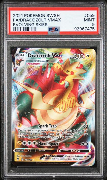PSA 9 - Pokemon Card - S&S: Evolving Skies 059/203 - DRACOZOLT
