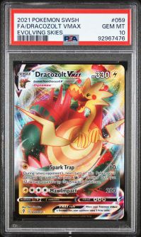 PSA 10 - Pokemon Card - S&S: Evolving Skies 059/203 - DRACOZOLT VMAX (holo-foil) - GEM MINT PSA 10 - Pokemon Card - S&S: Evolving Skies 059/203 - DRACOZOLT VMAX (holo-foil) - GEM MINT
