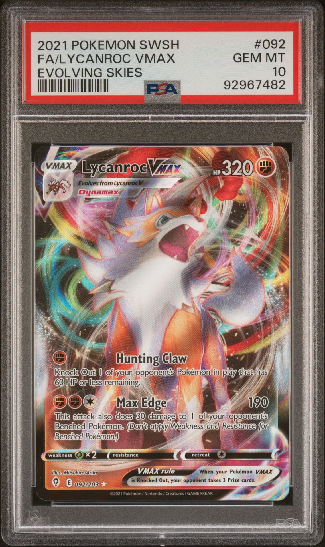 PSA 10 - Pokemon Card - S&S: Evolving Skies 092/203