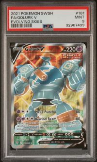 PSA 9 - Pokemon Card - S&S: Evolving Skies 181/203 - GOLURK V (holo-foil) - MINT