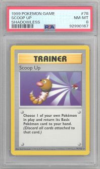 PSA 8 - Pokemon Card - Base 78/102 - SCOOP UP (rare) *Shadowless* - NM-MT