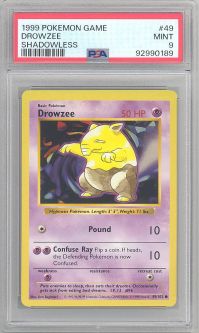 PSA 9 - Pokemon Card - Base 49/102 - DROWZEE (common) *Shadowless* - MINT