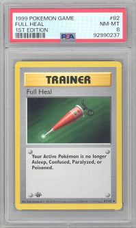 PSA 8 - Pokemon Card - Base 82/102 - FULL HEAL (uncommon) *1st Edition* - NM-MT