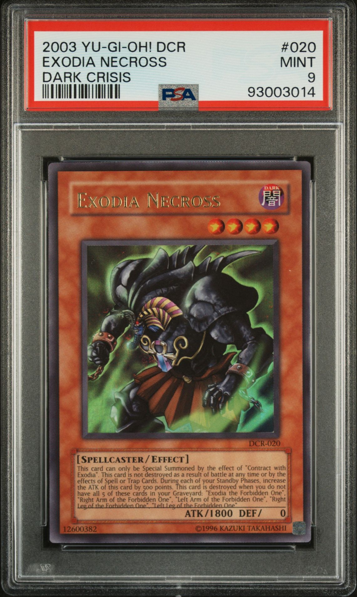 PSA 9 - Yu-Gi-Oh Card - DCR-020 - EXODIA NECROSS (ultra rare holo) - MINT