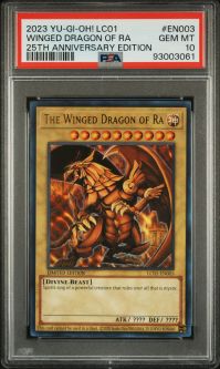 PSA 10 - Yu-Gi-Oh Card - LC01-EN003 - THE WINGED DRAGON OF RA (ultra rare holo) - GEM MINT PSA 10 - Yu-Gi-Oh Card - LC01-EN003 - THE WINGED DRAGON OF RA (ultra rare holo) - GEM MINT