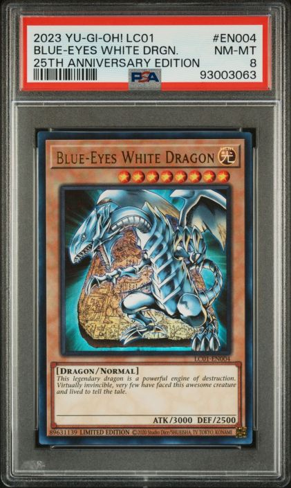 PSA 8 - Yu-Gi-Oh Card - LC01-EN004 - BLUE-EYES WHITE DRAGON (ultra rare holo)  - NM-MT: BBToyStore.com - Toys, Plush, Trading Cards, Action Figures &  Games online retail store shop sale