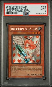 PSA 9 - Yu-Gi-Oh Card - LOD-100 - INJECTION FAIRY LILY (secret rare holo) - MINT