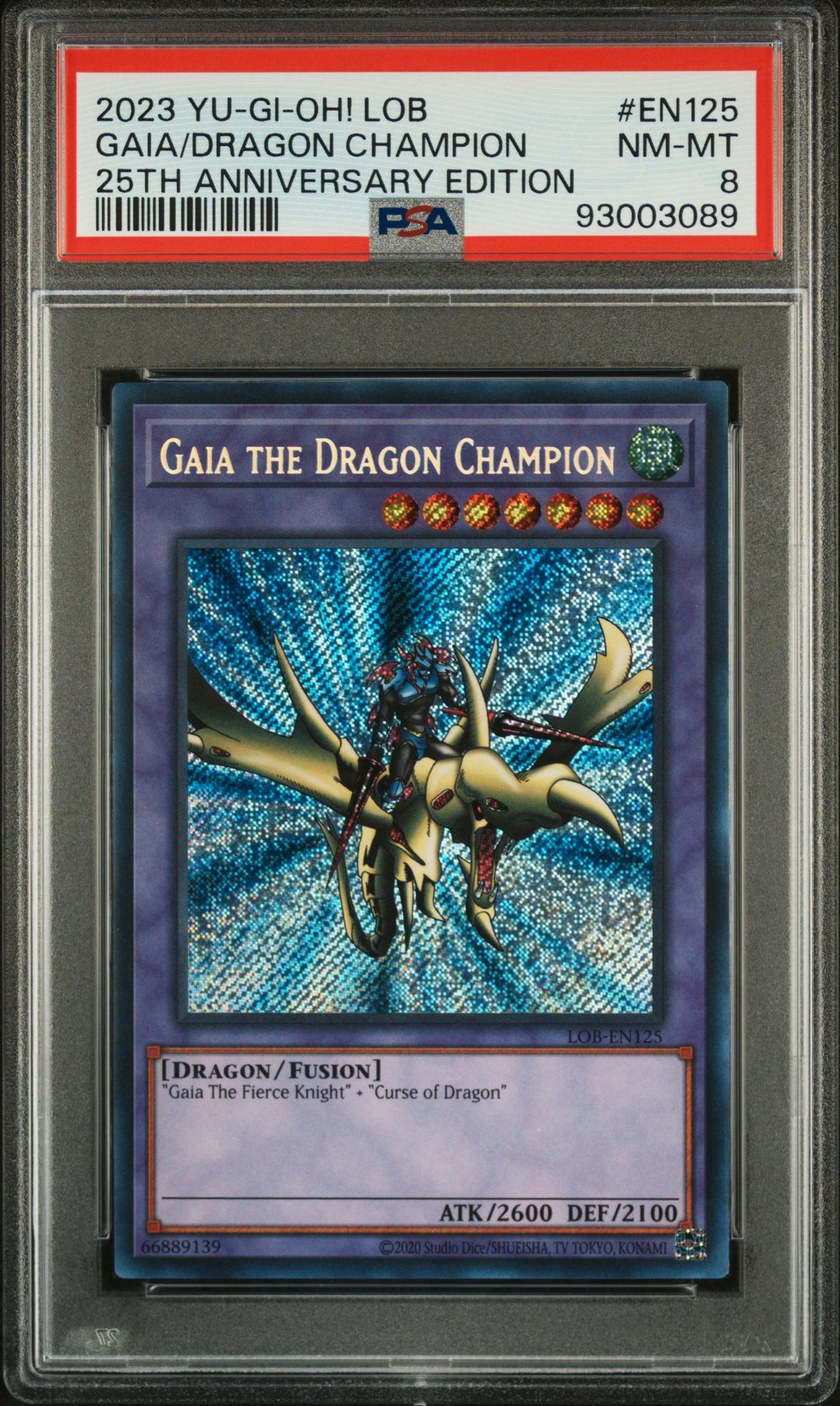 PSA 8 - Yu-Gi-Oh Card 25th Anniversary - LOB-EN125 - GAIA