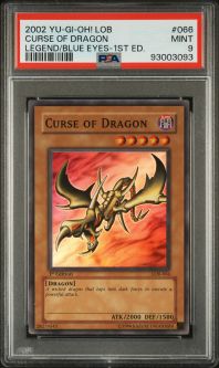 PSA 9 - Yu-Gi-Oh Card - LOB-066 - CURSE of DRAGON (super rare holo) *1st Edition* - MINT