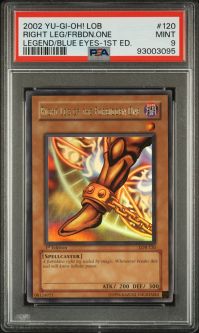 PSA 9 - Yu-Gi-Oh Card - LOB-120 - RIGHT LEG of the FORBIDDEN ONE (ultra rare) *1st Edition -MINT PSA 9 - Yu-Gi-Oh Card - LOB-120 - RIGHT LEG of the FORBIDDEN ONE (ultra rare) *1st Edition -MINT