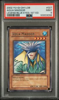 PSA 9 - Yu-Gi-Oh Card - LOB-027 - AQUA MADOOR (rare) *1st Edition* - MINT