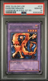 PSA 10 - Yu-Gi-Oh Card - LOB-019 - DARKFIRE DRAGON (rare) *1st Edition* - GEM MINT