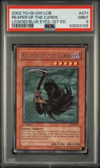 PSA 9 - Yu-Gi-Oh Card - LOB-071 - REAPER OF THE CARDS (rare) *1st Edition* - MINT PSA 9 - Yu-Gi-Oh Card - LOB-071 - REAPER OF THE CARDS (rare) *1st Edition* - MINT