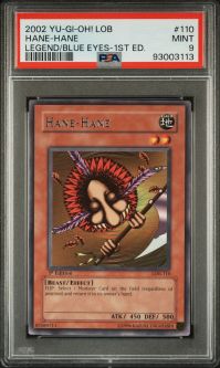 PSA 9 - Yu-Gi-Oh Card - LOB-110 - HANE-HANE (rare) *1st Edition* - MINT