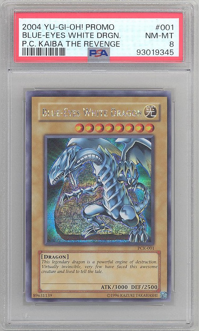 PSA 8 - Yu-Gi-Oh Card - PCK-001 - BLUE EYES WHITE DRAGON (secret rare holo) NM-MT