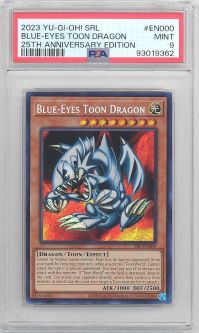 PSA 9 - Yu-Gi-Oh Card 25th Anniversary - SRL-EN000 - BLUE-EYES TOON DRAGON (secret rare holo) - MINT PSA 9 - Yu-Gi-Oh Card 25th Anniversary - SRL-EN000 - BLUE-EYES TOON DRAGON (secret rare holo) - MINT