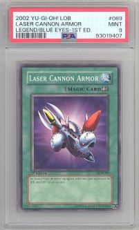 PSA 9 - Yu-Gi-Oh Card - LOB-089 - LASER CANNON ARMOR (common) *1st Edition* - MINT