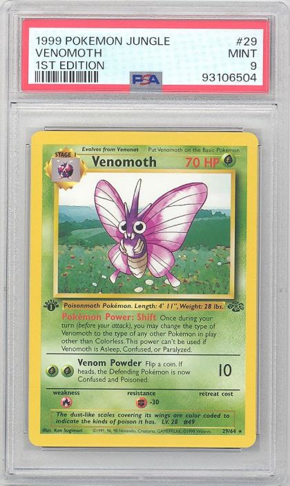 PSA 9 - Pokemon Card - Jungle 29/64 - VENOMOTH (rare) *1st