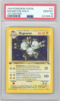 PSA 10 - Pokemon Card - Fossil 11/62 - MAGNETON (holo-foil) *1st Edition* - GEM MINT