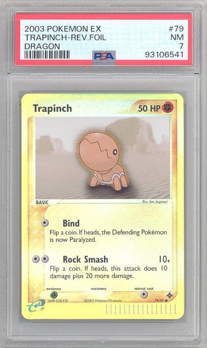 PSA 7 - Pokemon Card - Dragon 79/97 - TRAPINCH (reverse holo) - NM