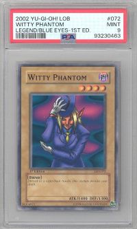 PSA 9 - Yu-Gi-Oh Card - LOB-072 - WITTY PHANTOM (common) *1st Edition* - MINT