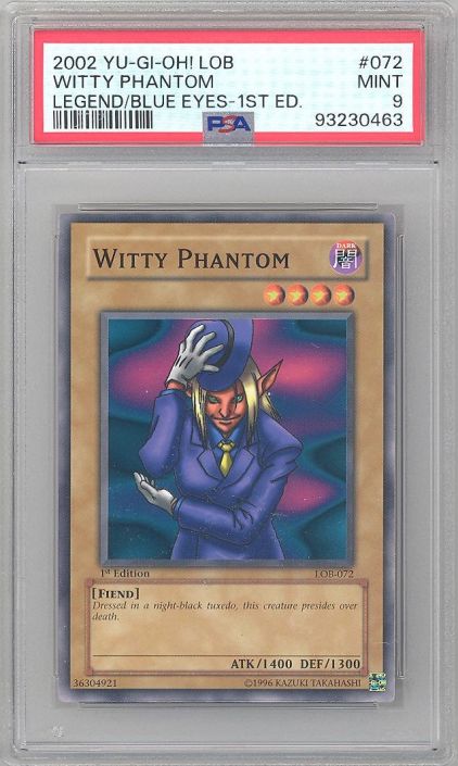 PSA 9 - Yu-Gi-Oh Card - LOB-072 - WITTY PHANTOM (common) *1st