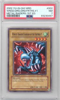 PSA 7 - Yu-Gi-Oh Card - MRD-002 - WINGED DRAGON, GUARDIAN OF THE FORTRESS #1 (common) *1st Edition* 