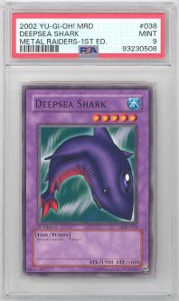 PSA 9 - Yu-Gi-Oh Card - MRD-038 - DEEPSEA SHARK (common) *1st Edition* - MINT
