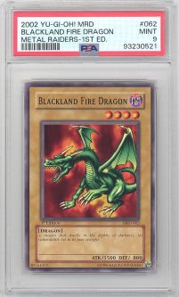 PSA 9 - Yu-Gi-Oh Card - MRD-062 - BLACKLAND FIRE DRAGON (common) *1st Edition* - MINT