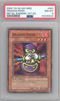 PSA 8 - Yu-Gi-Oh Card - MRD-067 - DRAGON PIPER (common) *1st Edition* - NM-MT