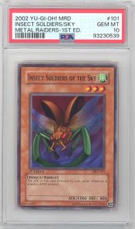 PSA 10 - Yu-Gi-Oh Card - MRD-101 - INSECT SOLDIERS OF THE SKY (common) *1st Edition* - GEM MINT PSA 10 - Yu-Gi-Oh Card - MRD-101 - INSECT SOLDIERS OF THE SKY (common) *1st Edition* - GEM MINT