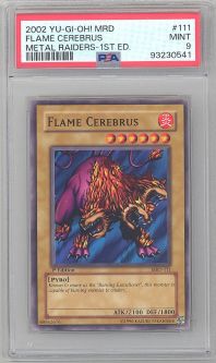 PSA 9 - Yu-Gi-Oh Card - MRD-111 - FLAME CEREBRUS (common) *1st Edition* - MINT PSA 9 - Yu-Gi-Oh Card - MRD-111 - FLAME CEREBRUS (common) *1st Edition* - MINT